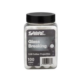 SABRE Glass Breaking 0.68 Caliber Projectiles comes in a plastic container